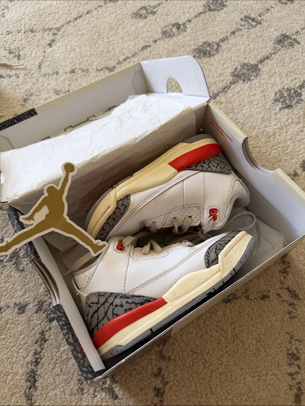 Jordan Kids White and Red/Black Sneakers